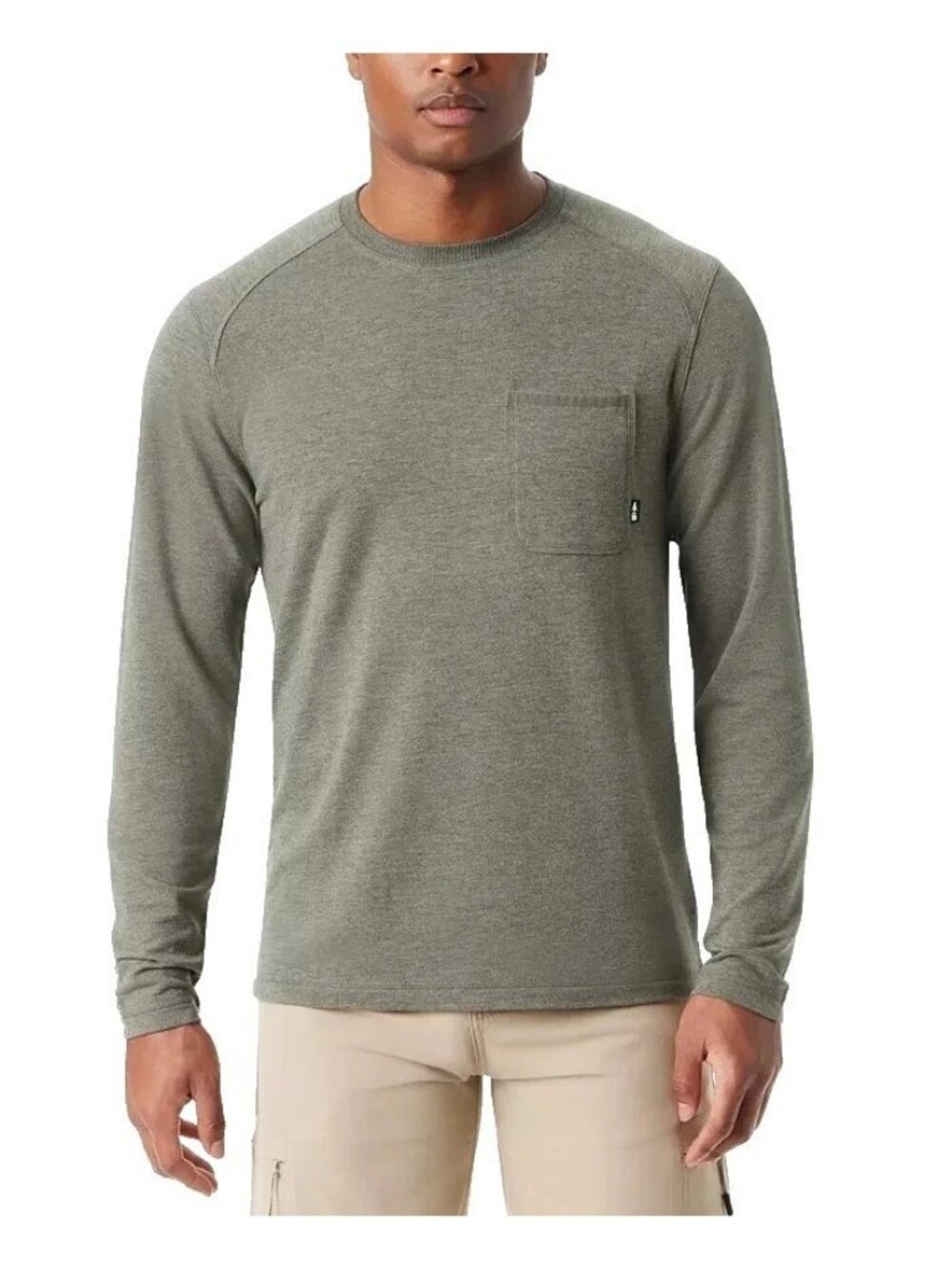 NWT Bass Outdoor Men's S Long Sleeve Utility Tee Green  Polyester Blend C0760